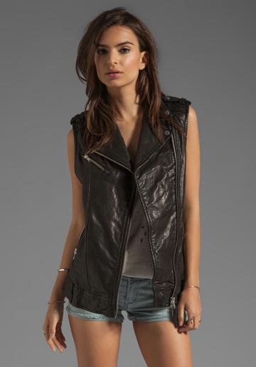 Mackage Frederica Distressed Leather Vest In Black