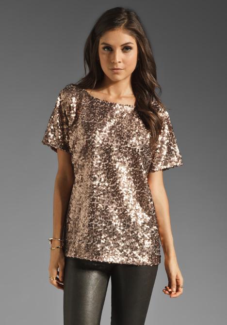 7 For All Mankind Sequin Tee In Metallic Bronze