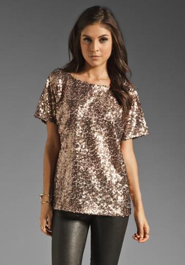 7 For All Mankind Sequin Tee In Metallic Bronze