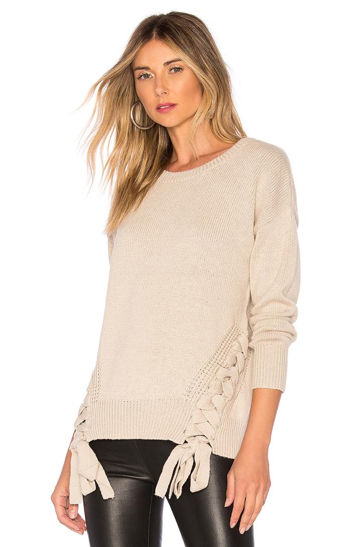 Cashmere Lace Up Sweater