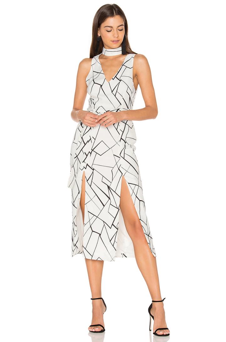 Monochrome Cracked Midi Dress