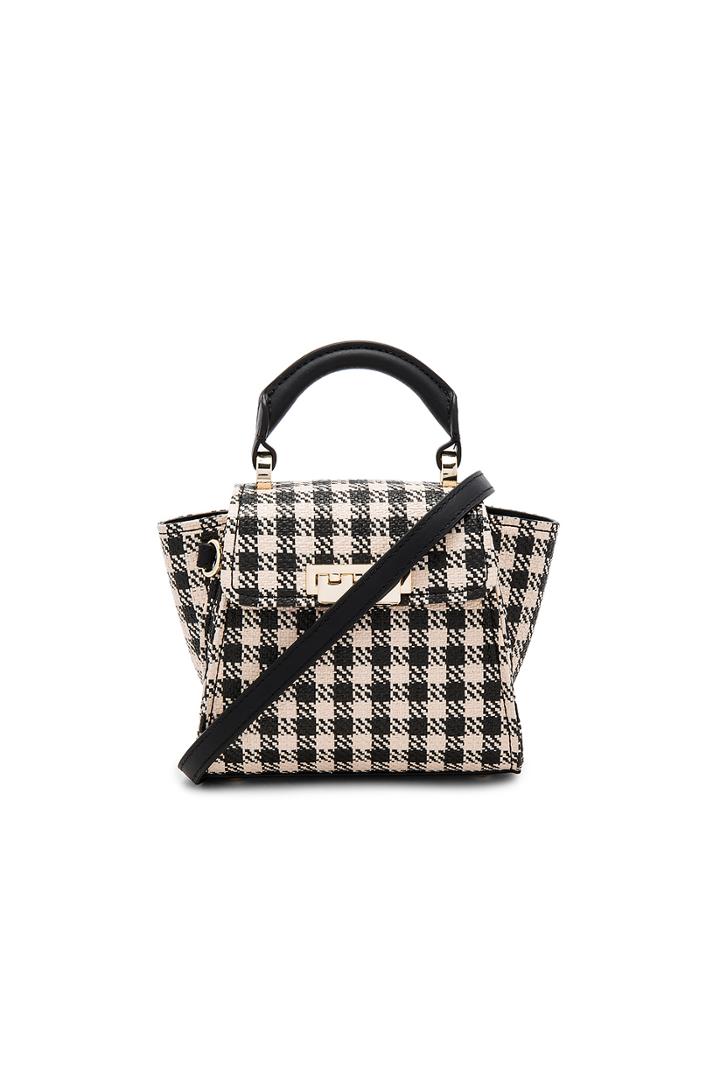 Eartha Iconic Mini Gingham Straw Top Handle
