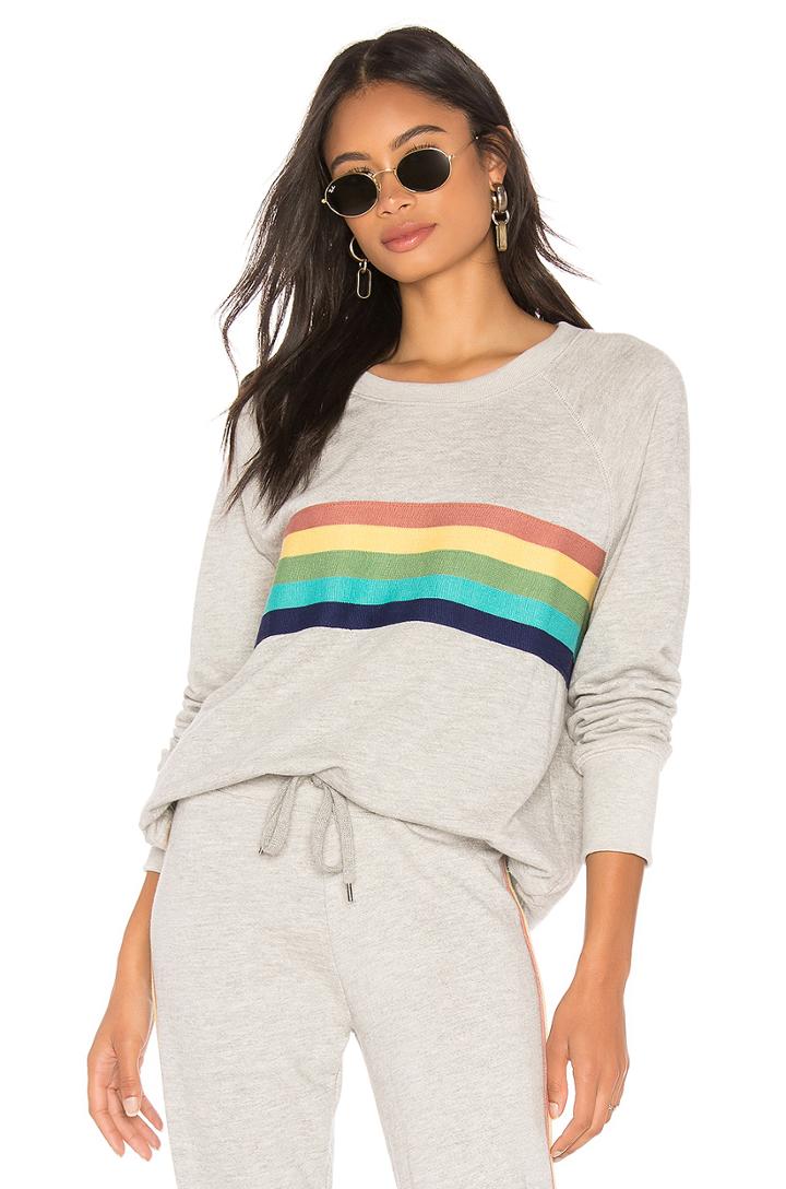 Rainbow Stripes Raglan Pullover
