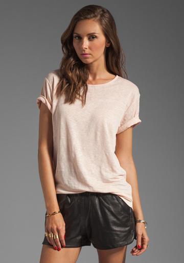 T By Alexander Wang Linen Silk Jersey Tee In Blush