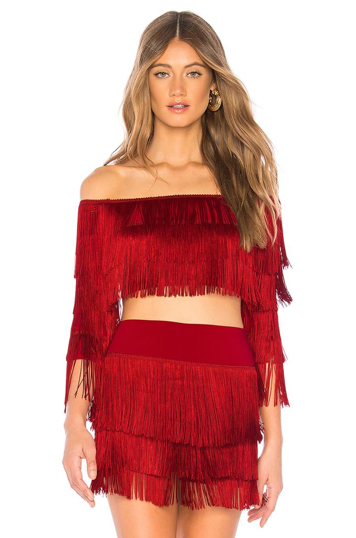 Fringe Off Shoulder Crop Top