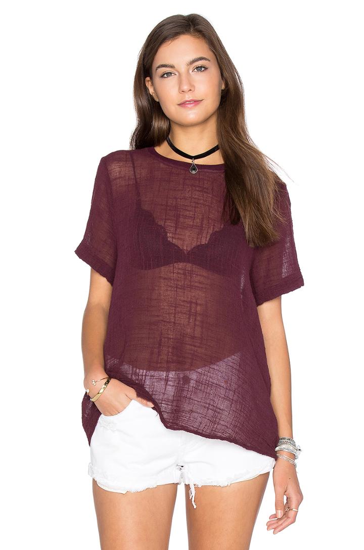 Cotton Gauze Short Sleeve Trapeze Top