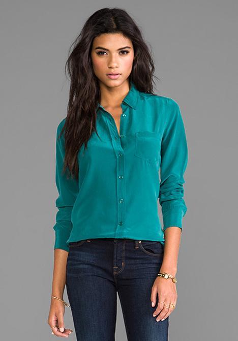 Equipment Brett Vintage Wash Blouse In Green