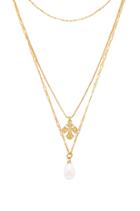 Nouveau Cross With Freshwater Pearl Charm Necklace