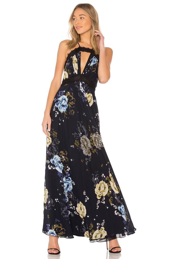 Lace Trim Cut Out Gown