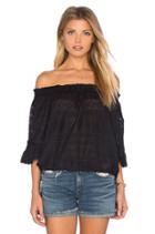 Short Sleeve Embroidered Gauze Top
