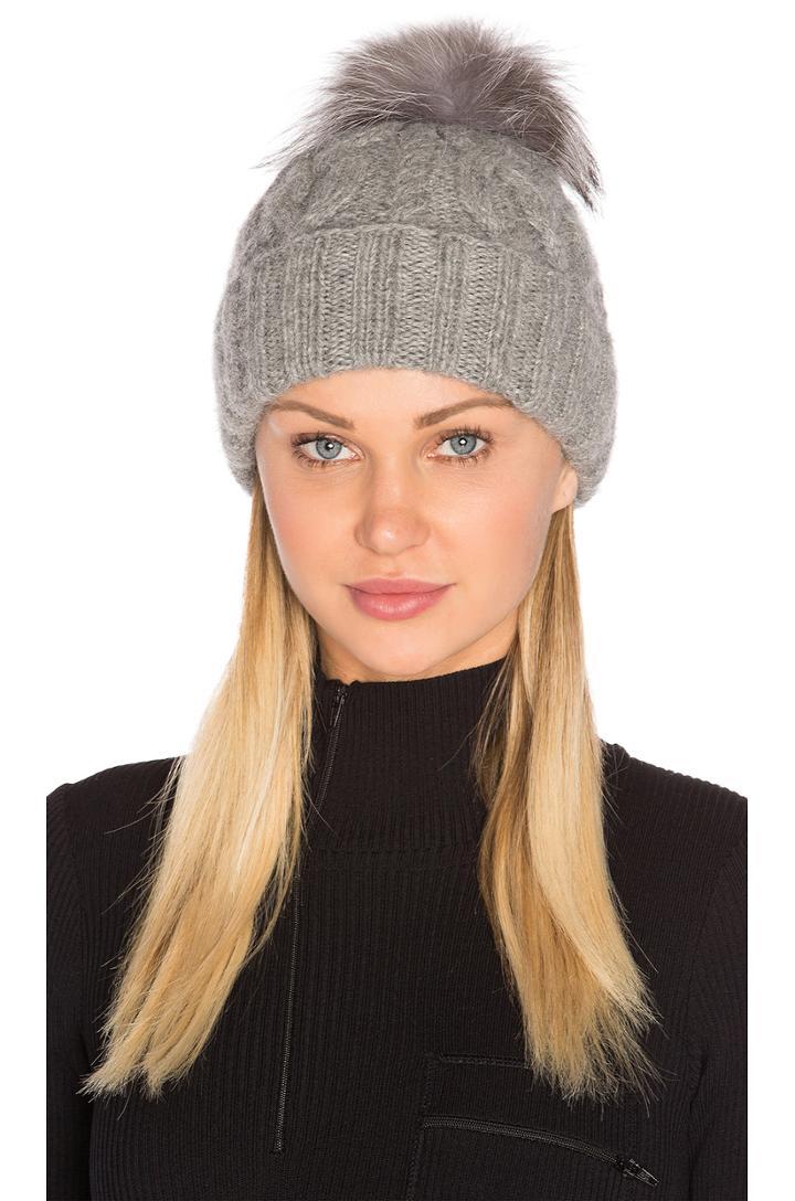 Andrea Beanie With Arctic Fox Fur Pom-pom
