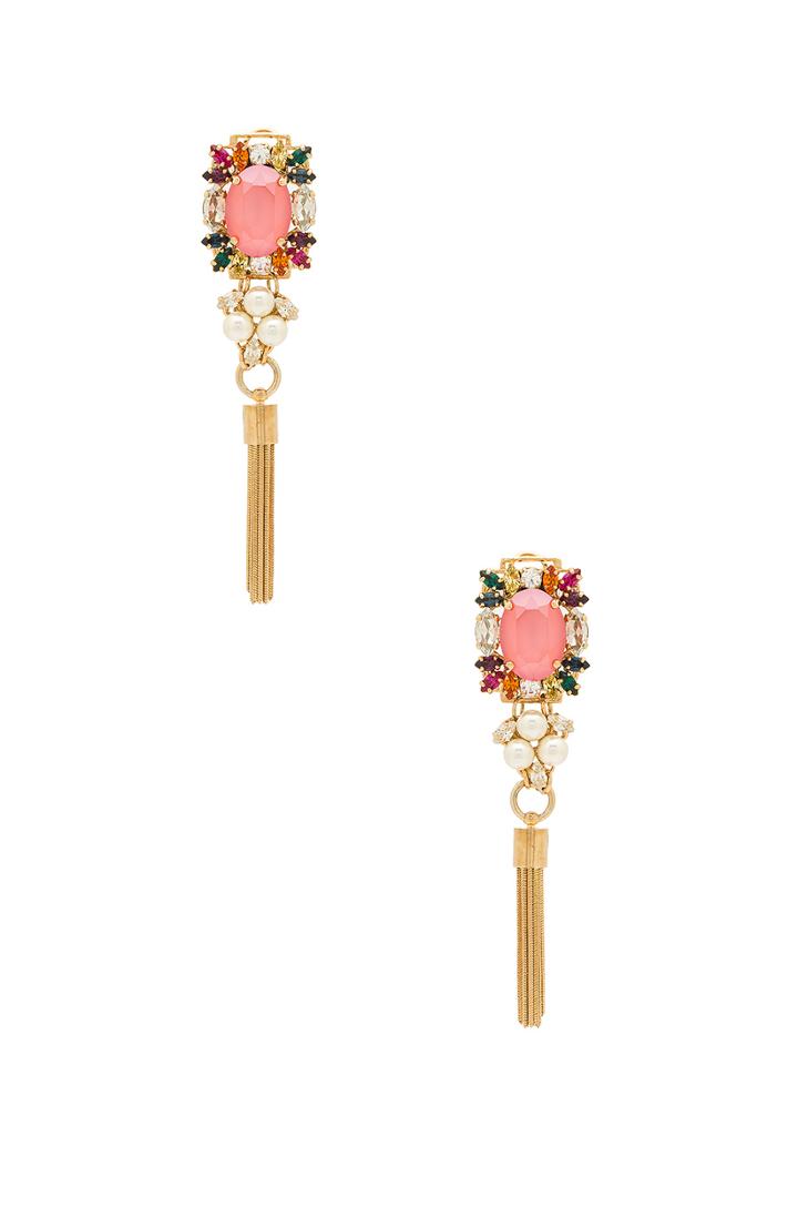 Crystal Cluster With Tassel Earrings