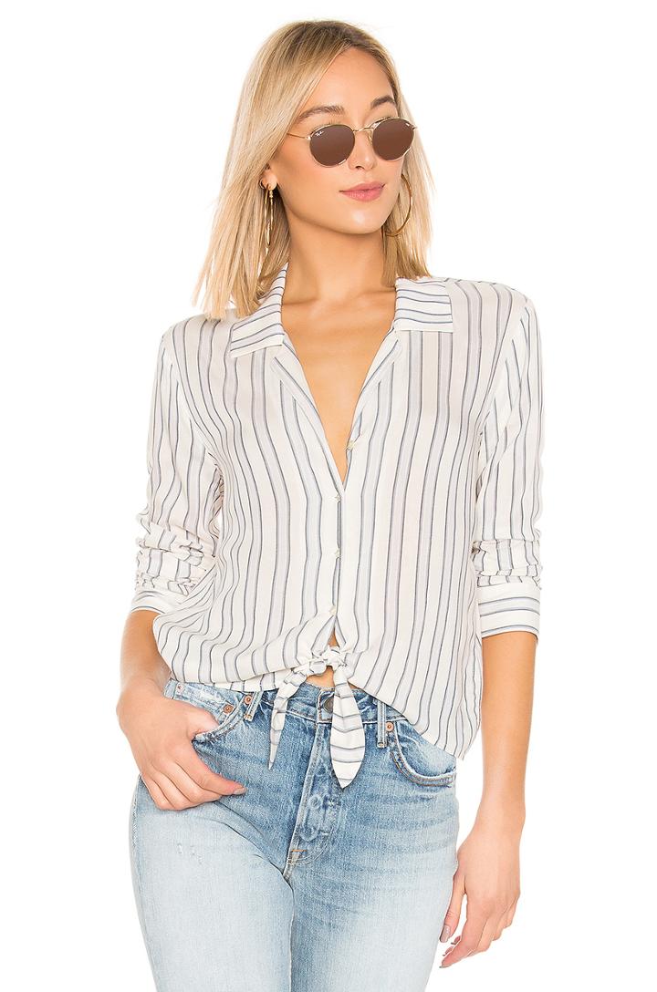 Buttondown Tie Front Blouse