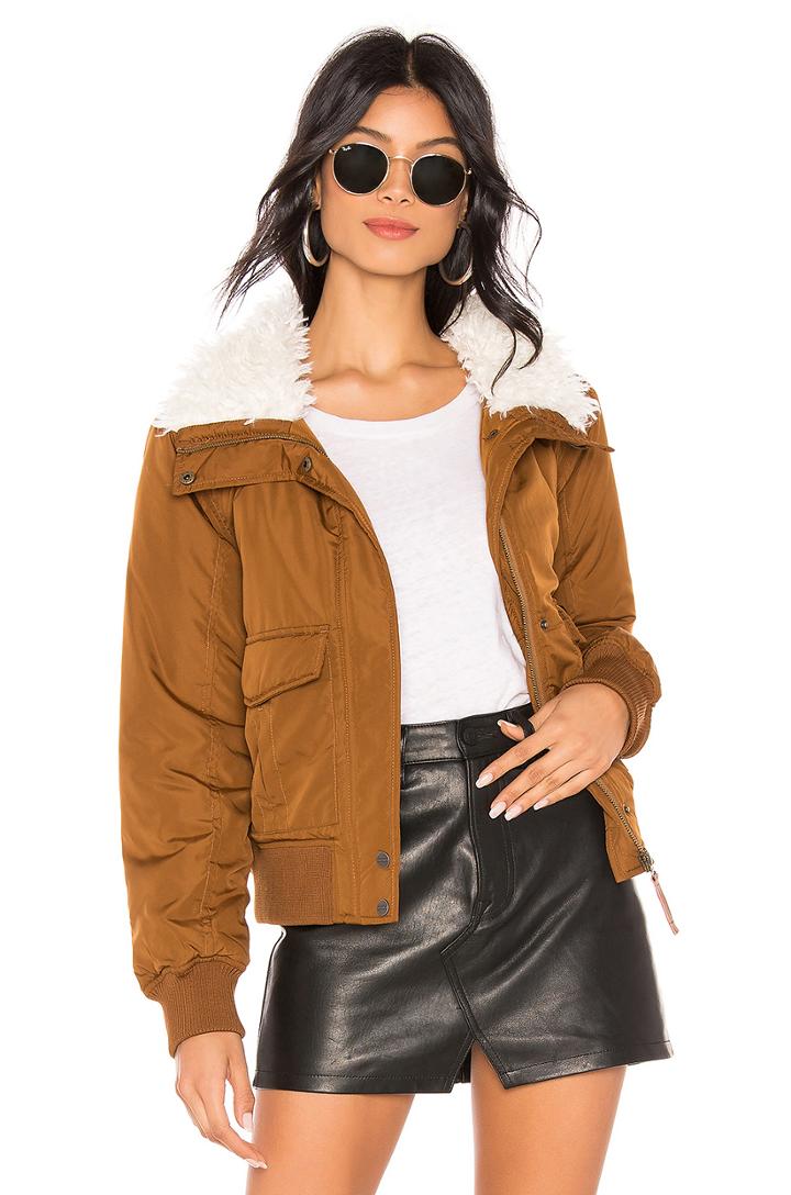 Aviator Flight Jacket With Faux Fur Collar