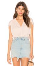 Ruched Short Sleeve V Neck Top