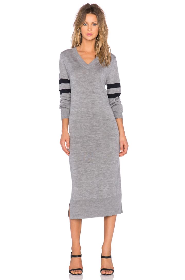 V Neck Long Sleeve Knit Dress