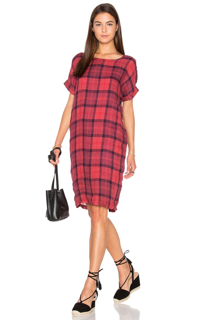 Chambray Plaid Shirting Tee Dress