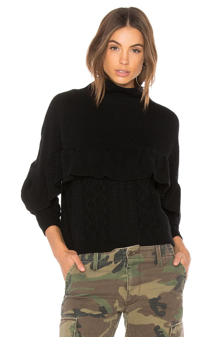 Cashmere Ruffle Mock Neck Sweater