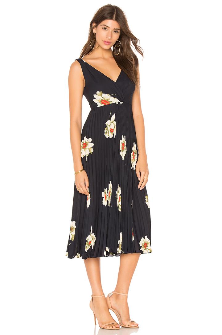 Gardenia Floral Pleated Twist Front Dress