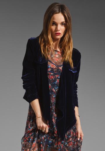 Funktional Velvet Drape Jacket In Blue