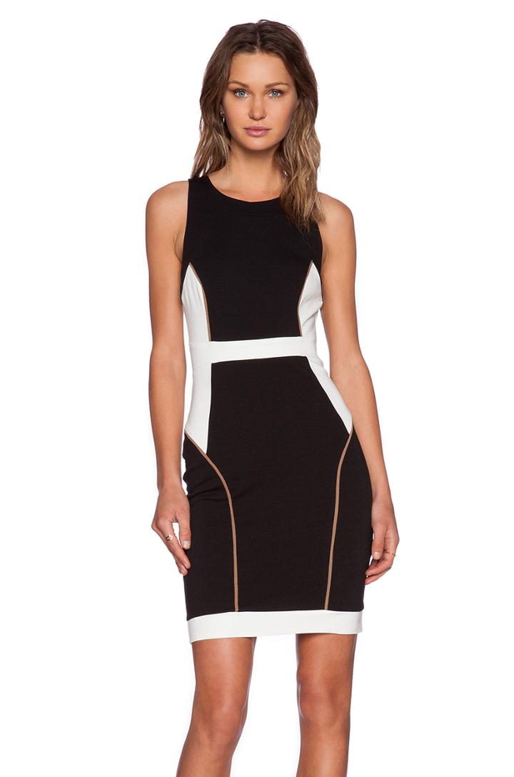 Black Mixed Knits Bodycon Dress