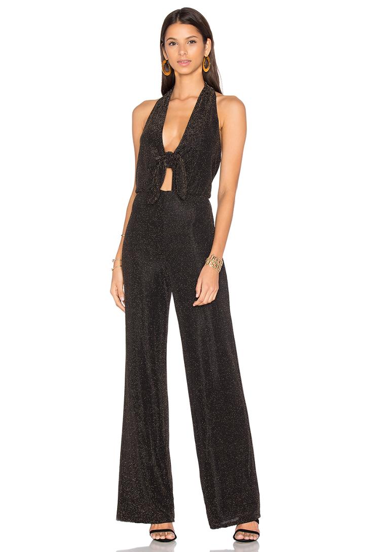 X Revolve Coco Jumpsuit Black & Gold