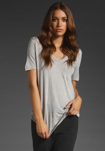T By Alexander Wang Classic Tee With Pocket In Light Heather Grey