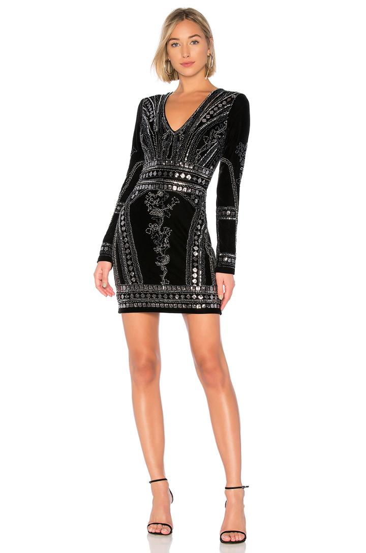 Stretch Velvet Embellished Dress