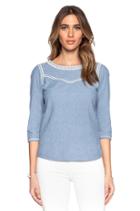 Embroidered Chambray Top