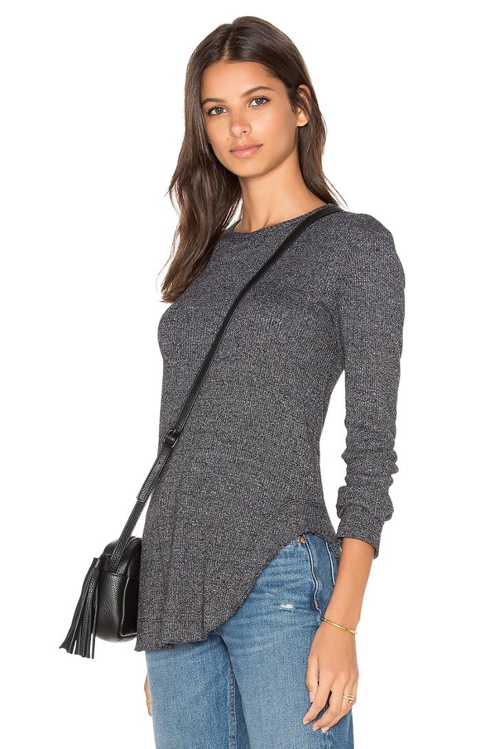 Twist Hem Crew Neck Long Sleeve Top