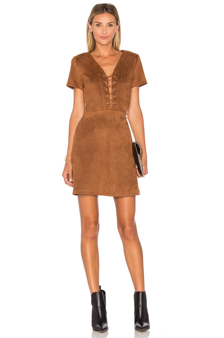 Jaida Faux Suede Lace Up Dress
