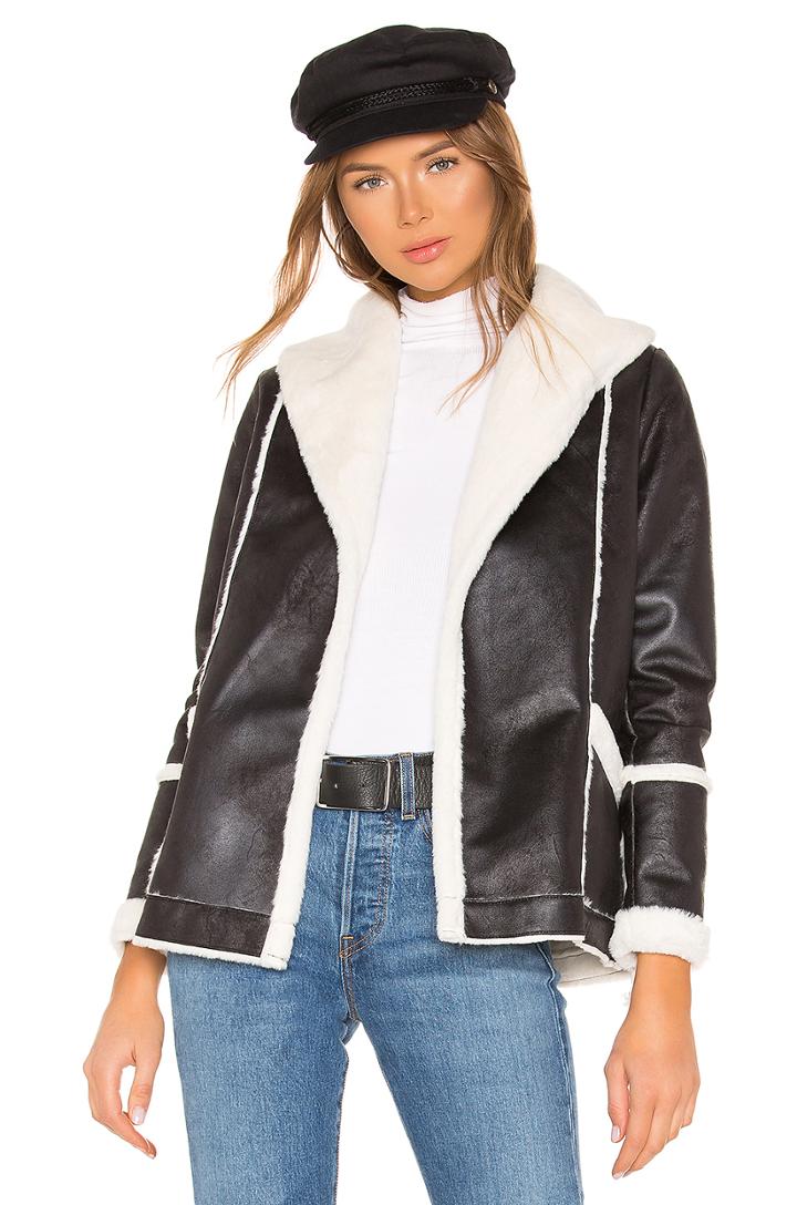 Faux Fur Lined Suede Open Front Long Jacket