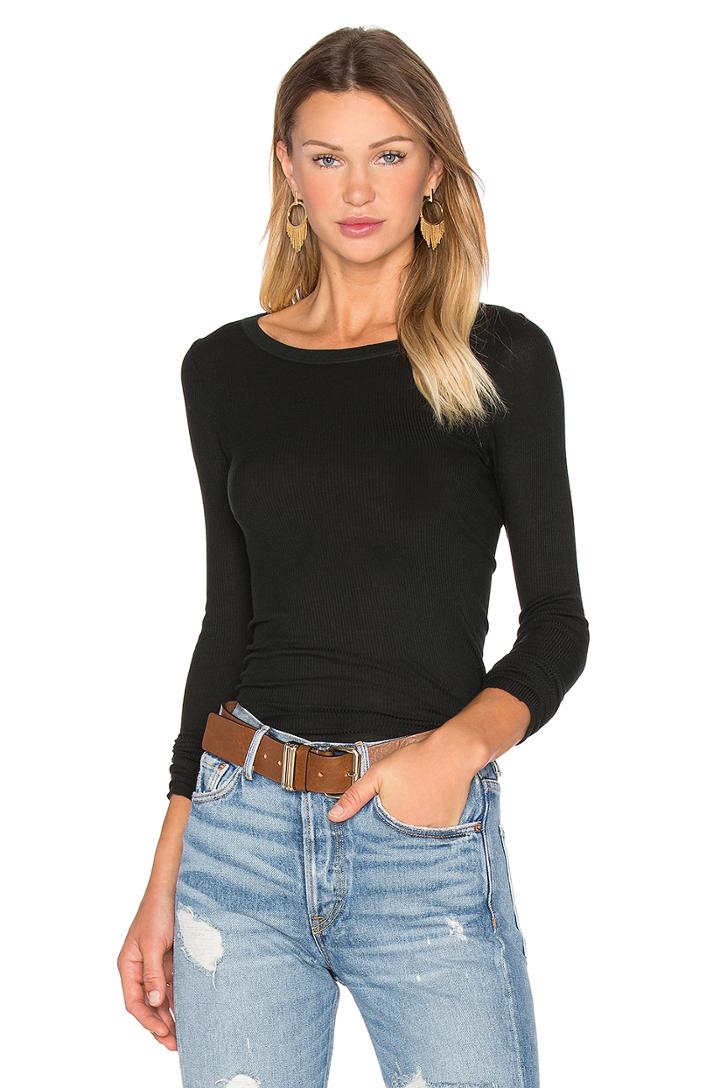 Rib Long Sleeve Crew Neck Top
