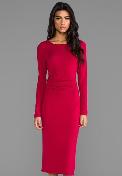 Heather Open Back Midi Dress In Red | LookMazing