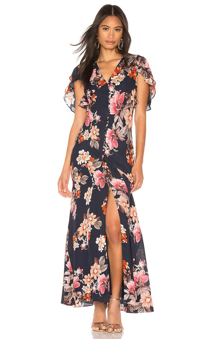 Rust Floral Layered Pintuck Dress