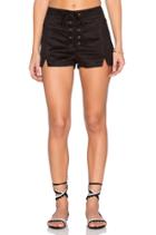 Faux Suede Lace Up Notched Shorts
