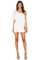 Spot Fringe One Shoulder Ruffle Romper