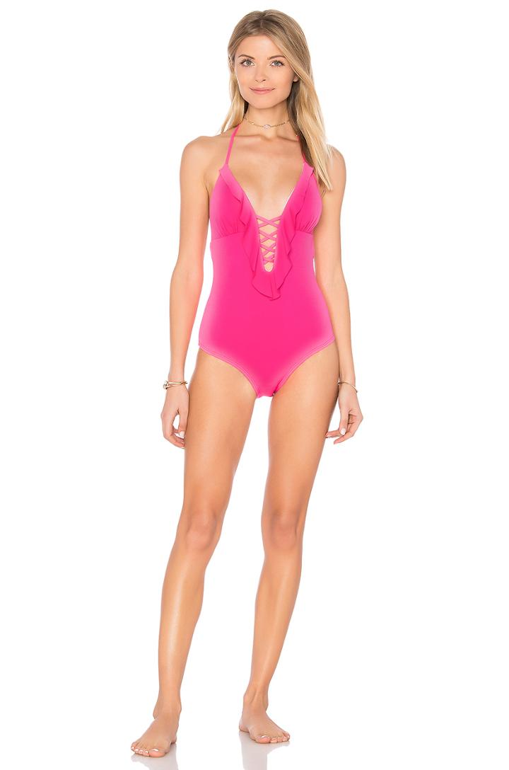 Lattice Ruffle One Piece