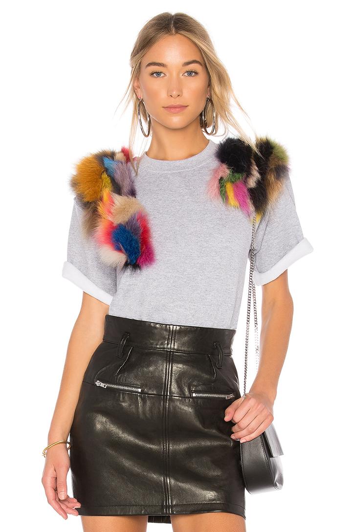 Top With Multicolor Faux Fur