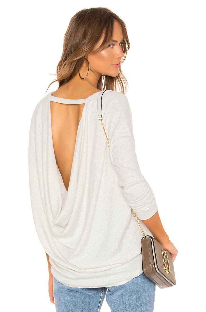 Heathered Rib Open Back Blouse