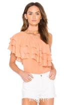 One Shoulder Ruffle Overlay Top With