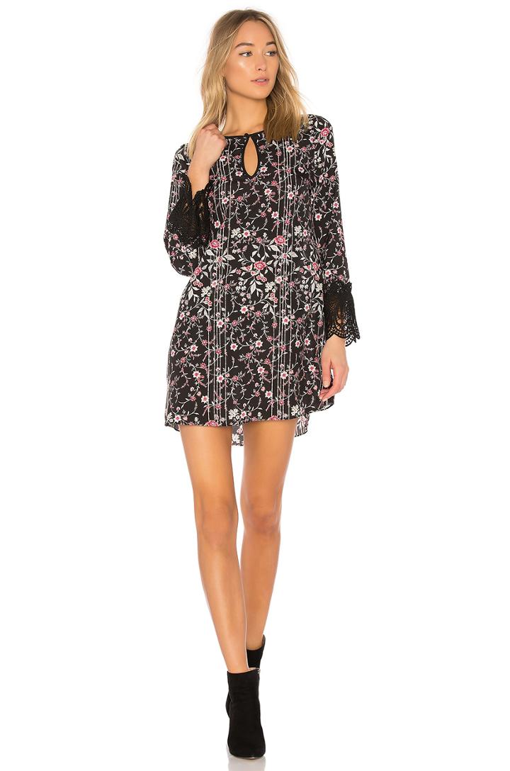 Shirt Dress With Lace Trim In Black Combo