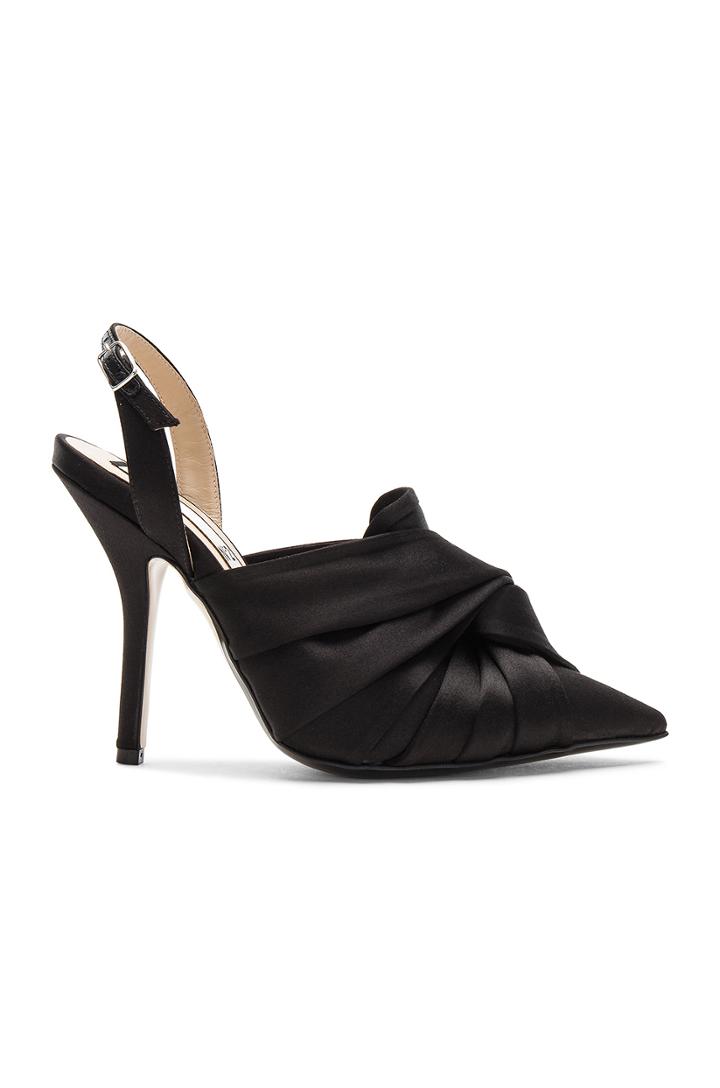Satin Ankle Strap Bow Heel