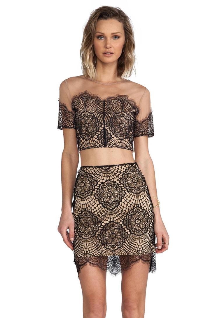 For Love & Lemons Antigua Crop Top In Black