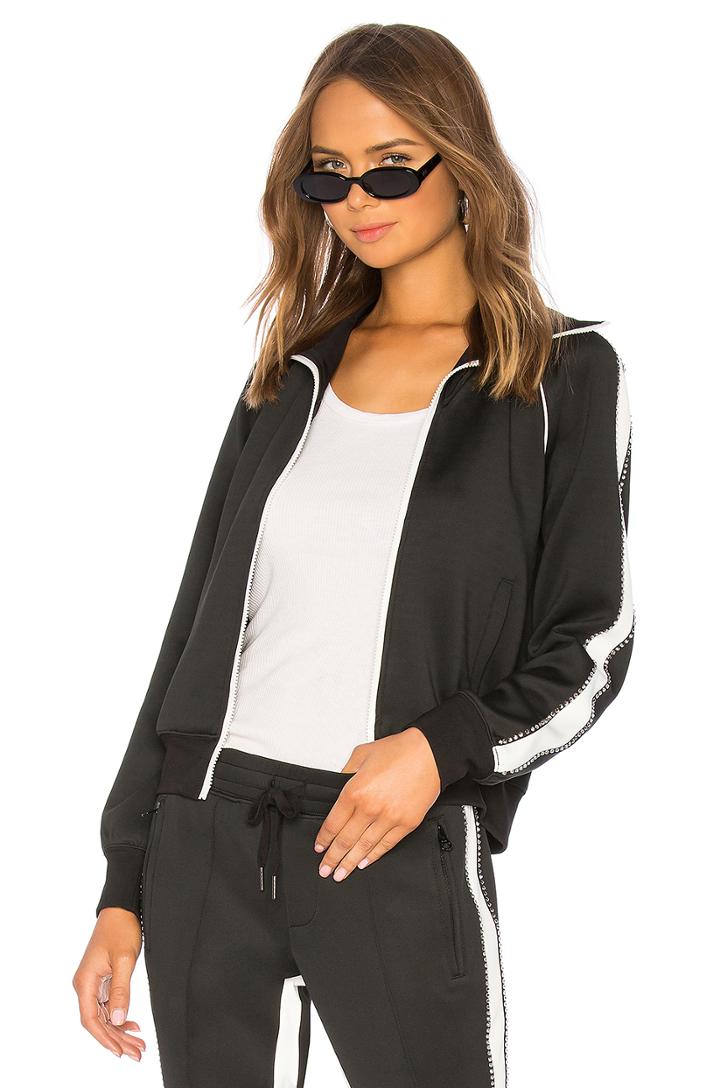 Rhinestone Racing Stripe Track Jacket