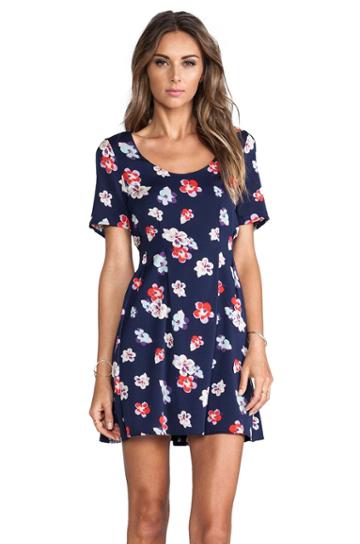Minkpink Sherbet Floral Dress In Navy
