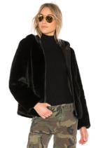 Hooded Zip Up Faux Fur Jacket