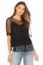 Mesh Boyfriend Sleeve Top In Black