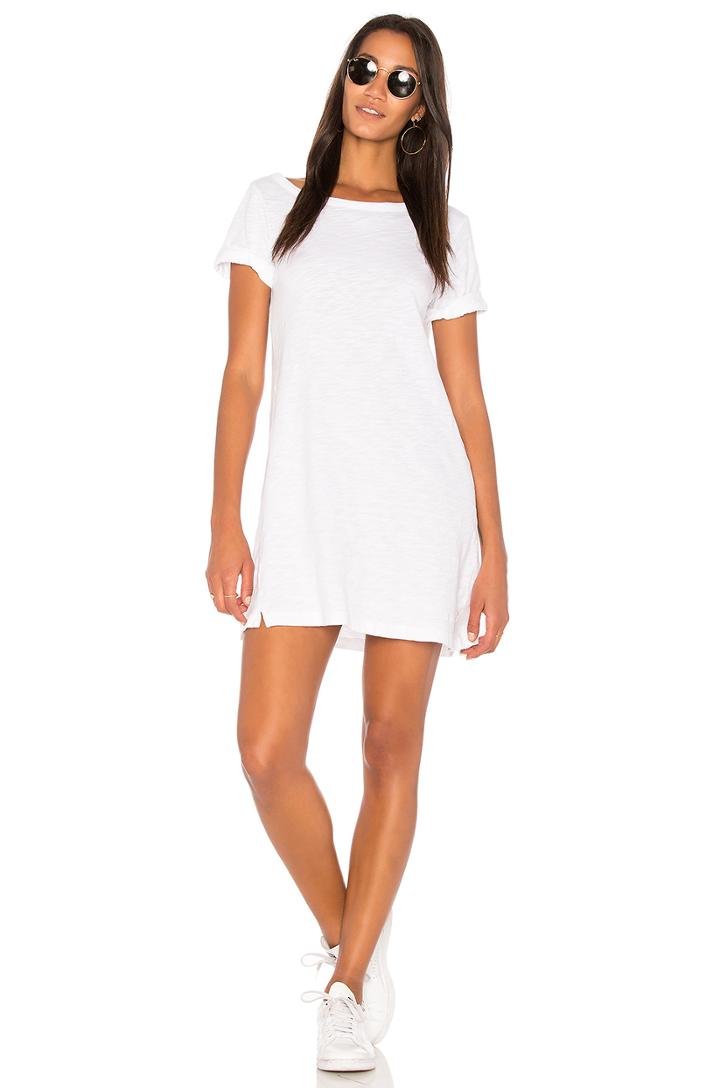 One Shoulder Roll Cuff Tee Dress