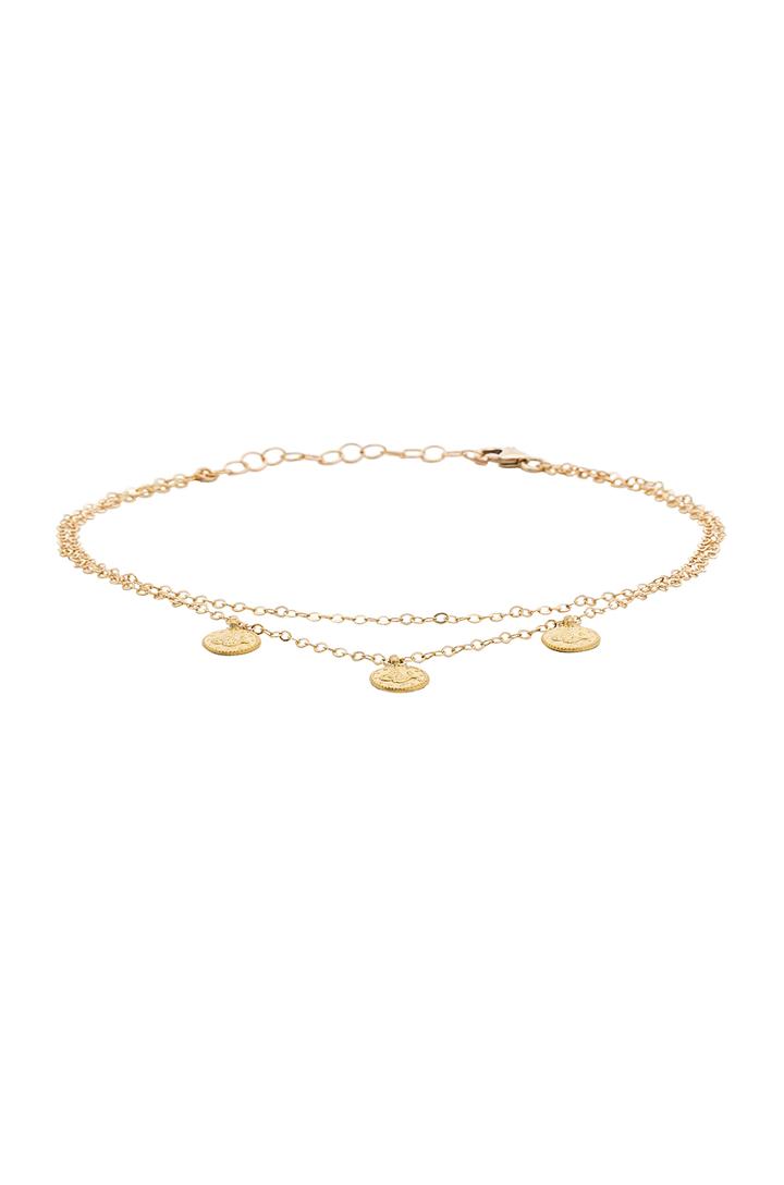 X Revolve Three Coins Double Anklet